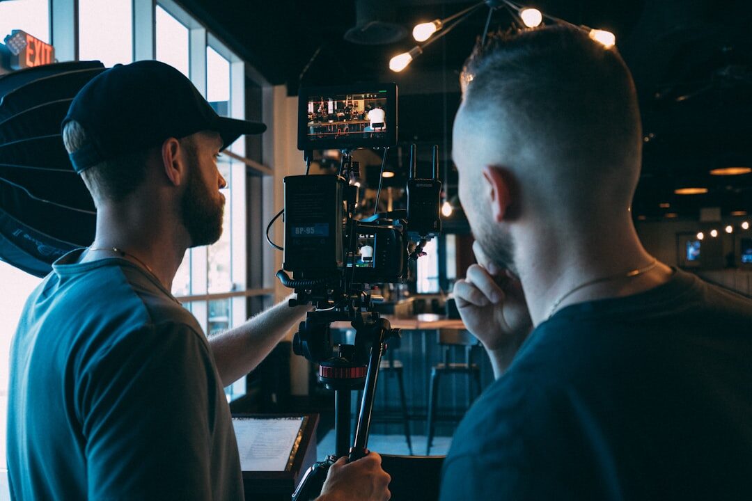 videographer reviewing footage